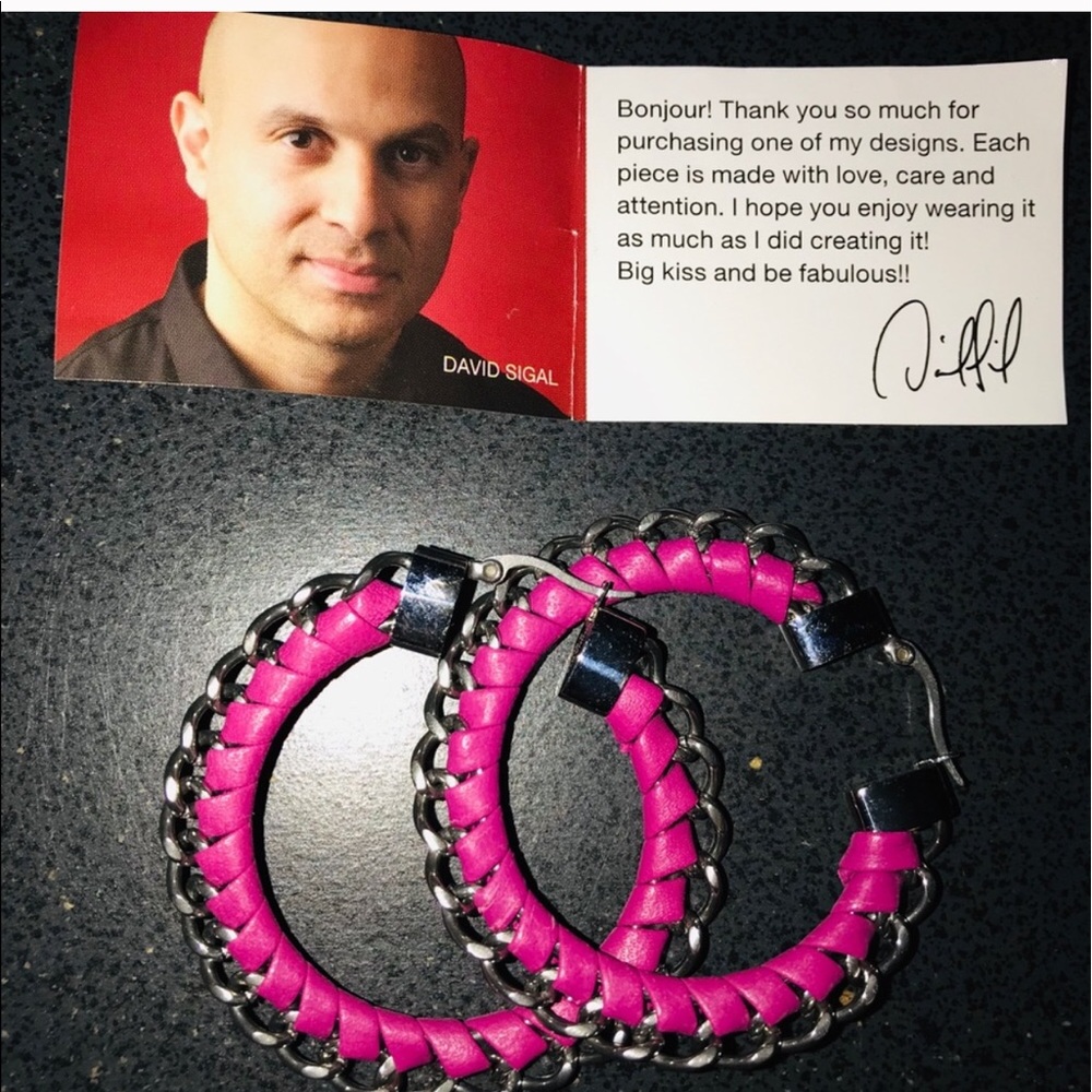 David sigal leather earrings